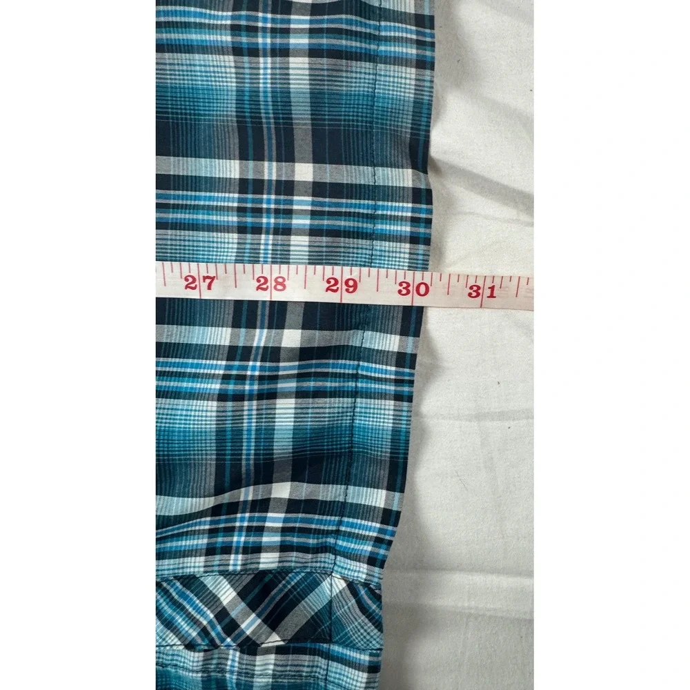 Kuhl Eluxur Mens Medium‎ Blue Plaid Short Sleeve Snap Front Performance Shirt M